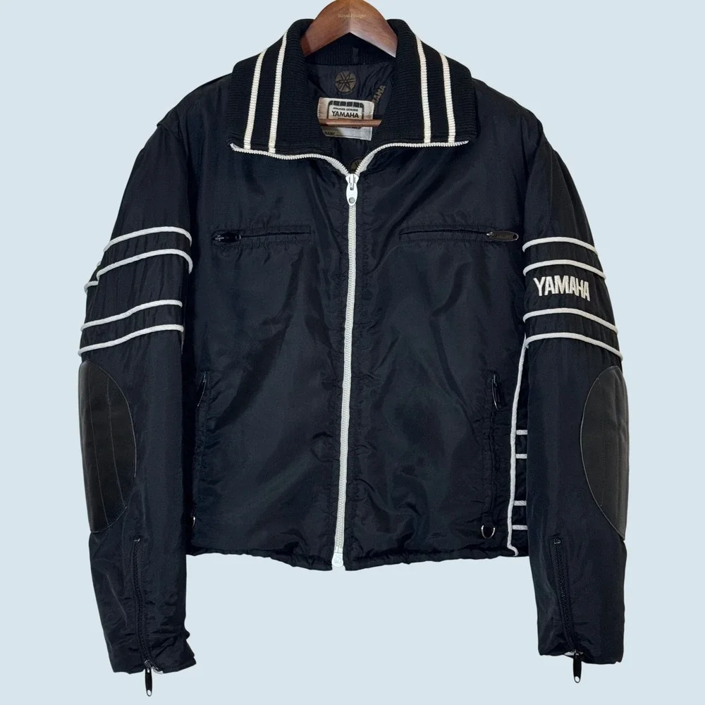 Vintage Yamaha Insulated Racing Jacket Men's XL Black Motorcycle 70s 80s